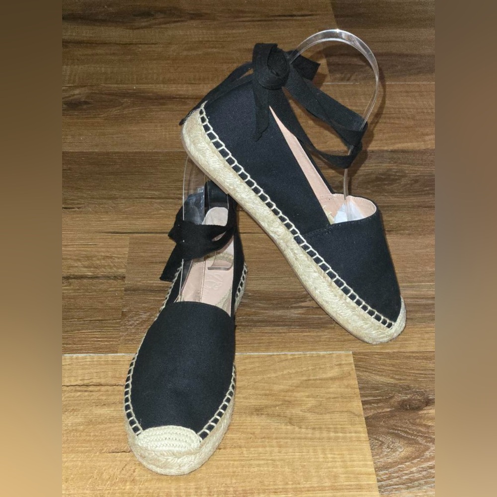 J. Crew Canvas Espadrille Flats US Women’s Size 8.5 Black